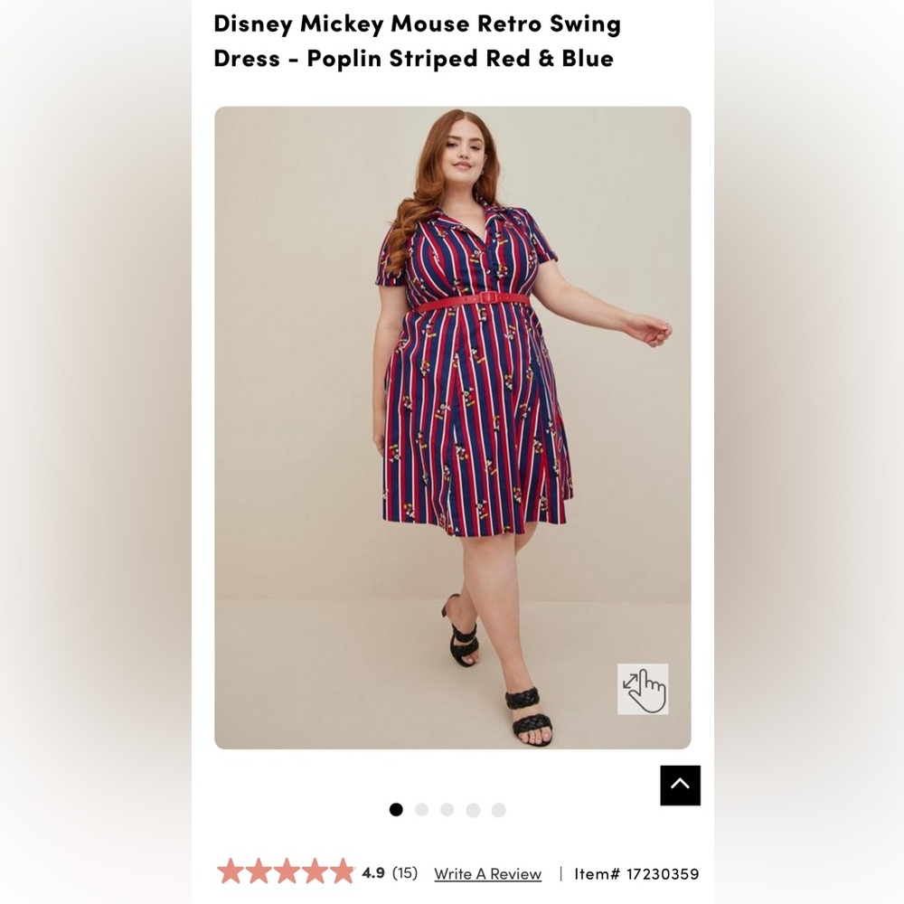 Torrid Disney Mickey Mouse Retro Swing Dress - Poplin Striped Red & Blue